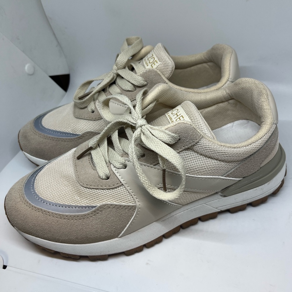Rachel Zoe Sophie Tan Cream Lace Up Fashion Sneakers US Size 9 - Picture 2 of 13